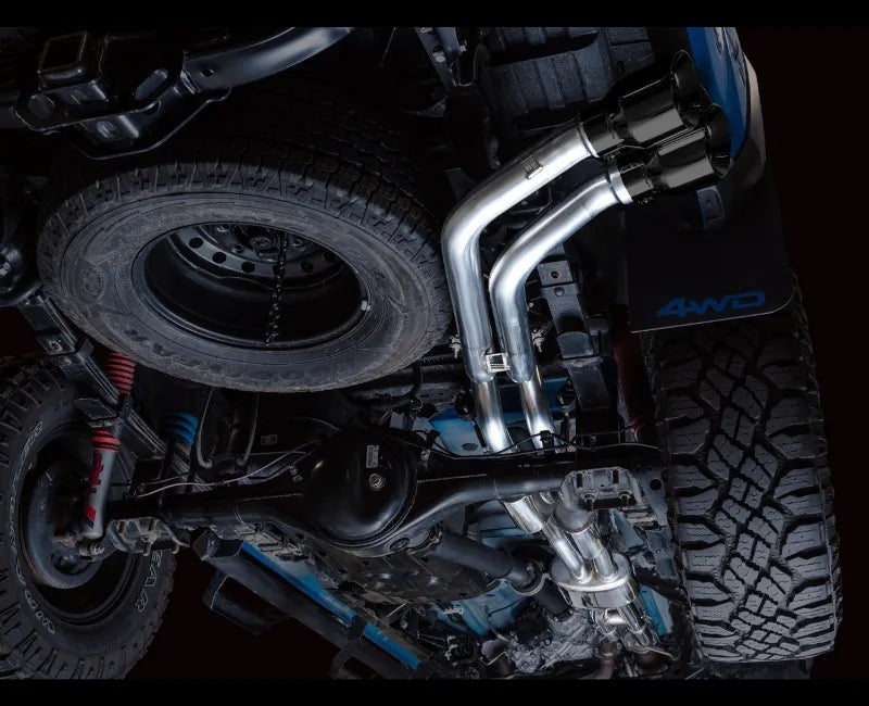 AWE 0FG Exhaust with BashGuard for 3rd Gen Tacoma - Dual Diamond Black Tips (3015-33826)