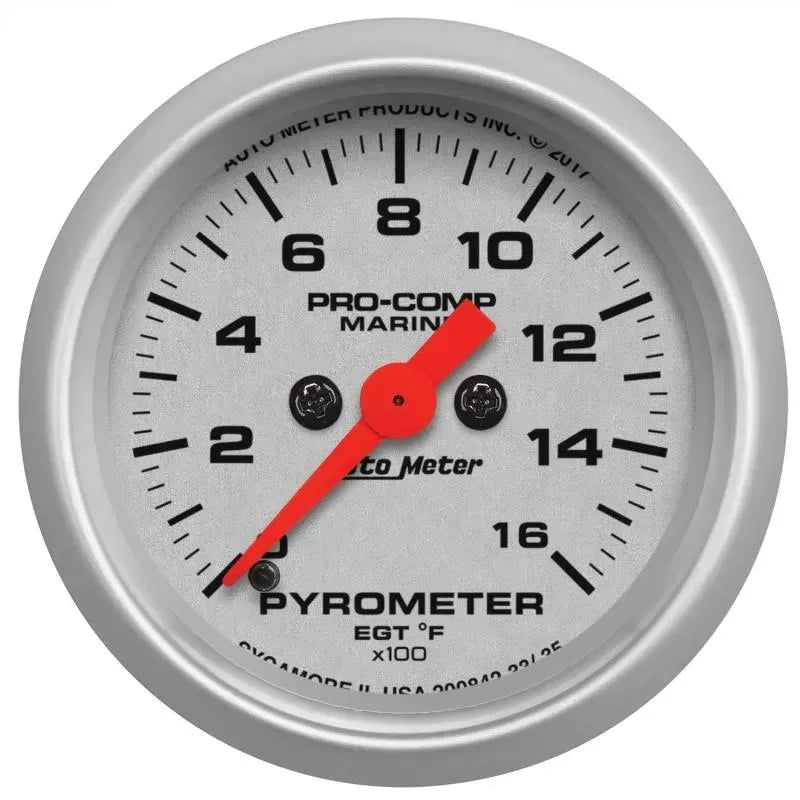 Autometer 2-1/16" 0-1600 oF Pyrometer EGT Gauge Marine Silver ULTRA-LITE | Universal (200842-33)