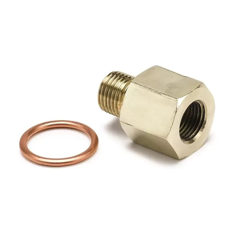 Autometer M10X1 MALE TO 1/8" NPTF FEMALE Adapter Fitting Brass | Universal (2265)