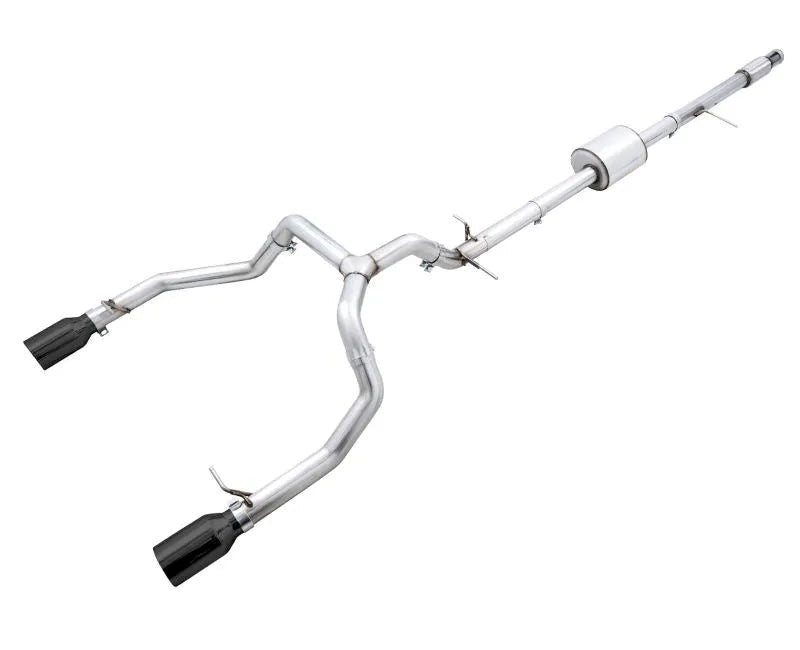 AWE 0FG Catback Split Rear Exit Exhaust for 4th Gen Silverado/Sierra 1500 5.3L (Flat Bumper) - Dual Diamond Black Tips (3015-33206)