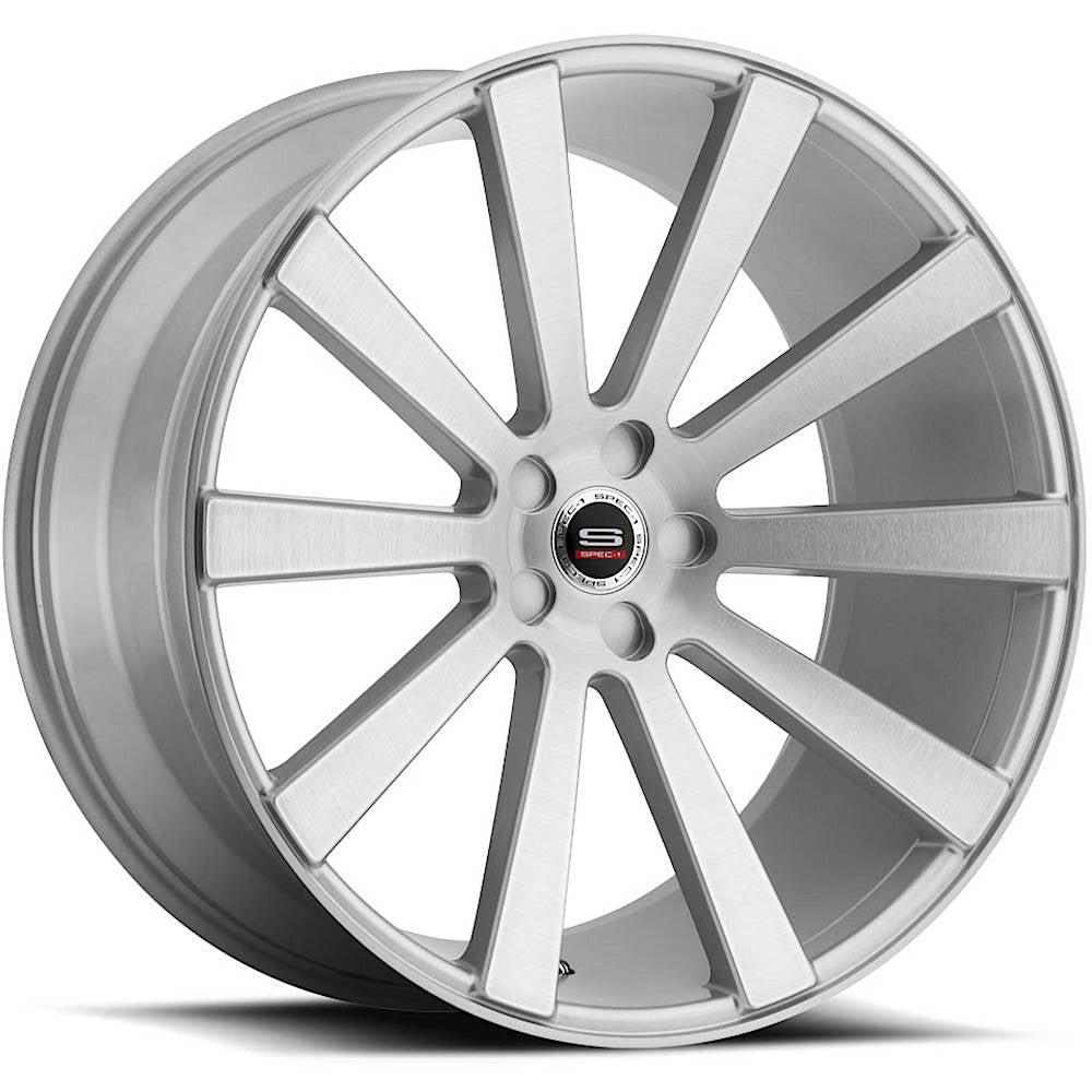 Spec-1 Wheels SPL-002 Silver w/ Machined Spoke Faces and Outer Lip Ring 22x9 | 5x112 (SPL20222904015SB-DT5X112)