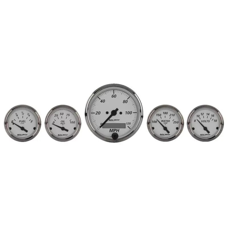 Autometer 3-1/8" & 2-1/16" Electric Speedometer 5-Piece Gauge Kit American Platinum | Universal (1902)