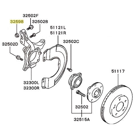 Mitsubishi OEM Crossmember/Knuckle M14 Nut | 2001-2006 Mitsubishi Evo 7/8/9 (MD090875)
