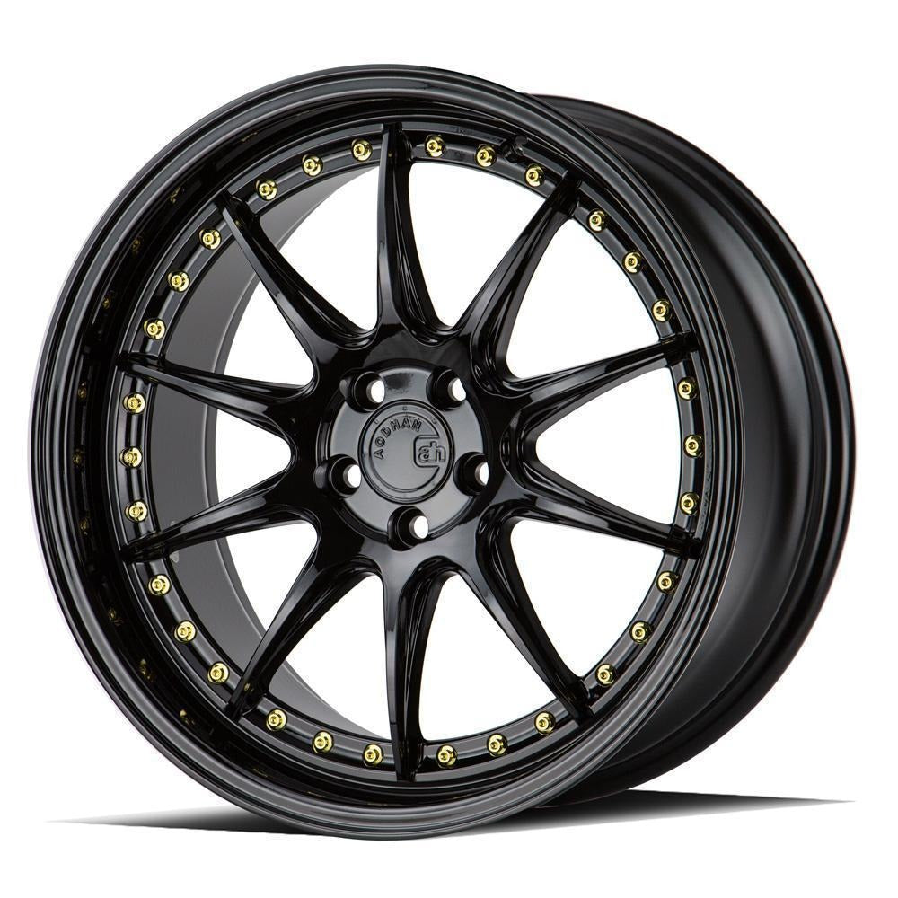 AodHan Wheels DS07 Gloss Black w/ Gold Rivets 18x10.5 | 5x114.3 (DS718105511422GB)