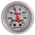 Autometer 2-1/16" 30 IN HG/20 PSI Vacuum/Boost Gauge Marine Silver ULTRA-LITE | Universal (200774-33)