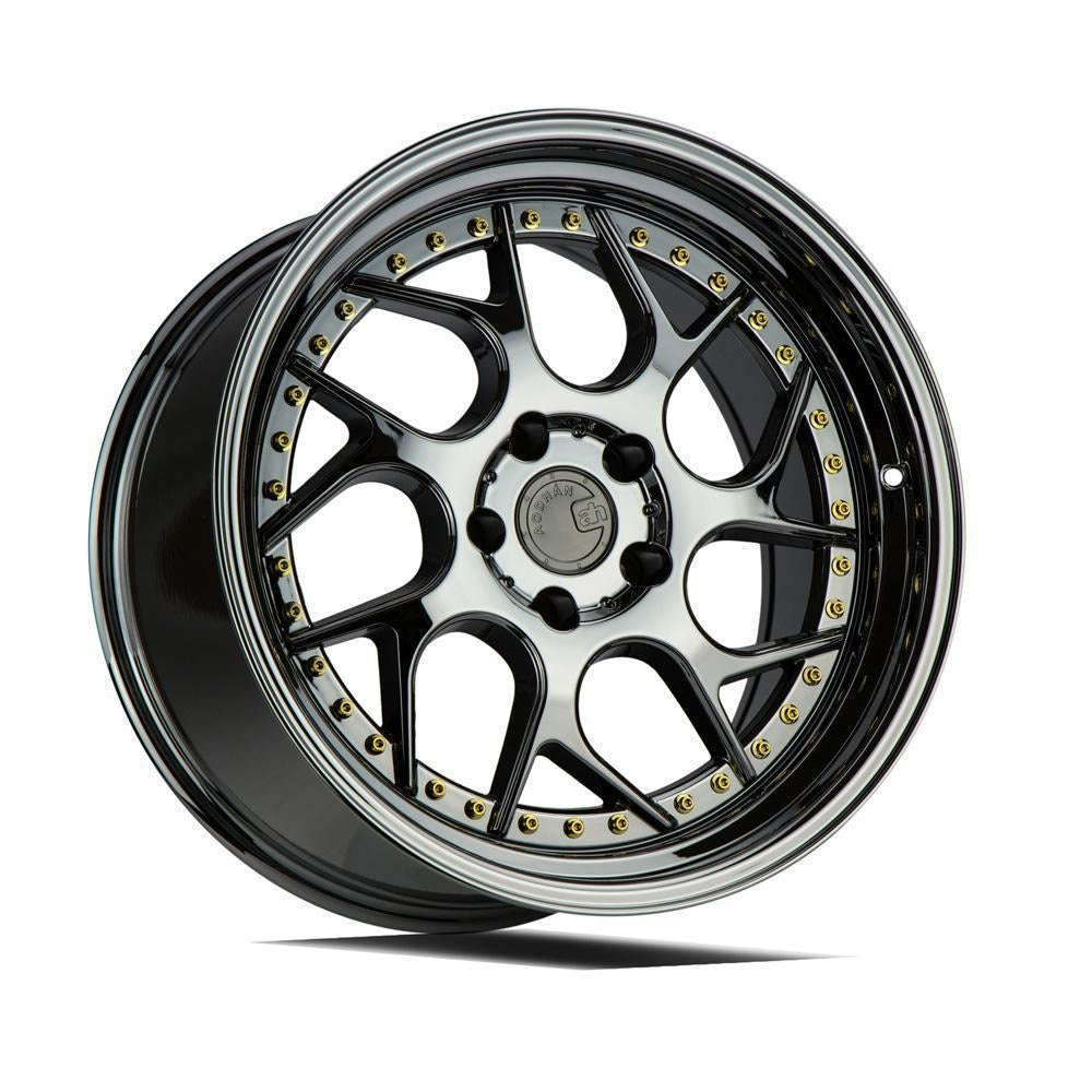 AodHan Wheels DS01 Black Vacuum Chrome w/ Gold Rivets 18x9.5 | 5x114.3 (DS118955114330VB)