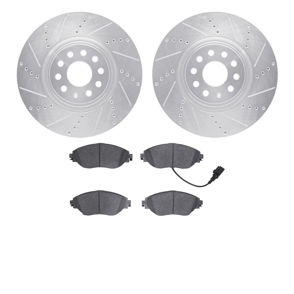 R1 Concepts Front & Rear Drilled & Slotted Carbon Coated Rotor Set w/Optimum Pads | 2015-2019 VW Golf R (WBUH2-74160)