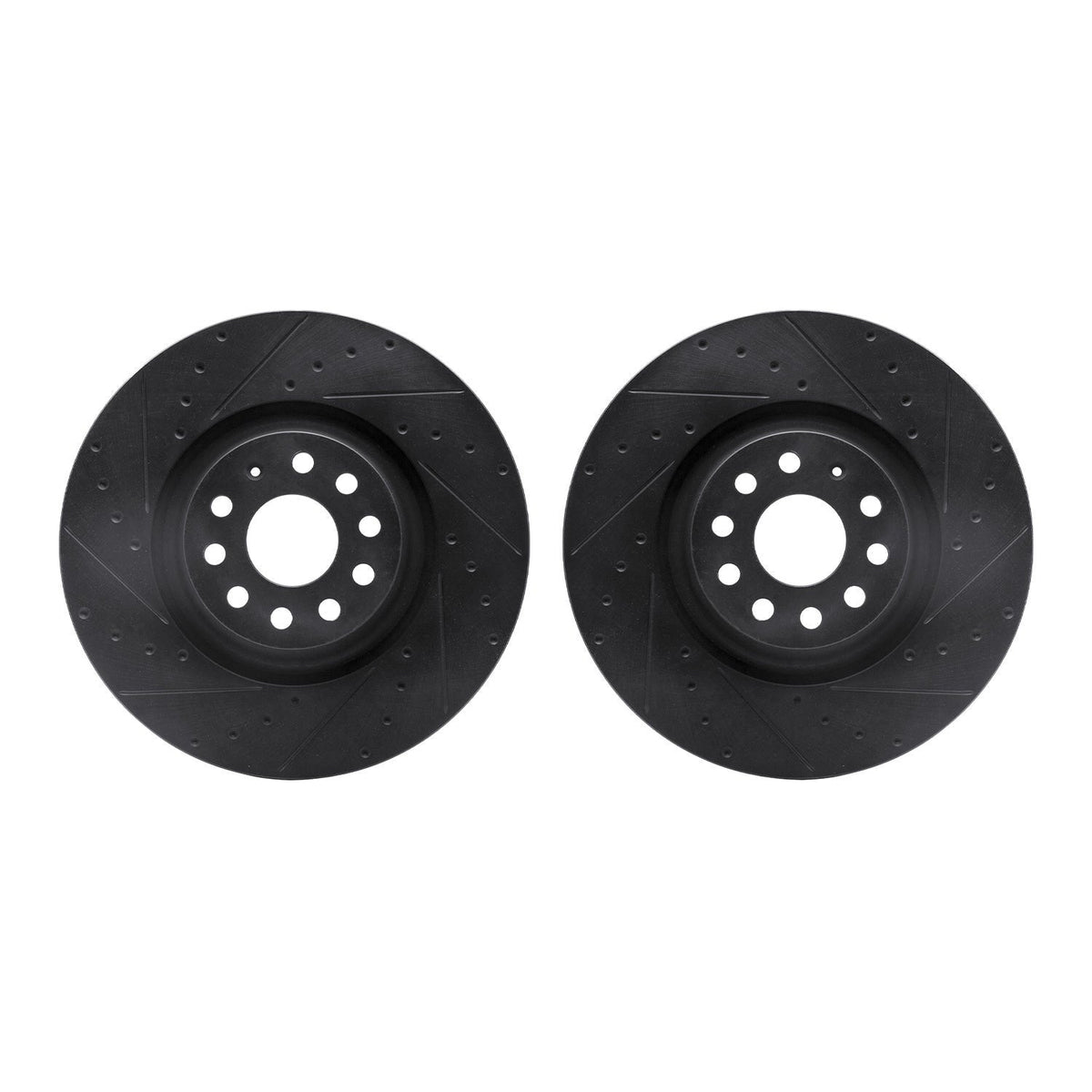 R1 Concepts Rear Drilled & Slotted Black Brake Rotor Set | 2015-2019 VW Golf R (WHPN1-74043)