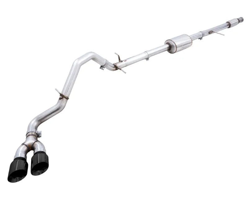 AWE 0FG Catback Dual Side Exit Exhaust for 4th Gen Silverado/Sierra 1500 5.3L (Flat Bumper) - Diamond Black Tips (3015-23208)