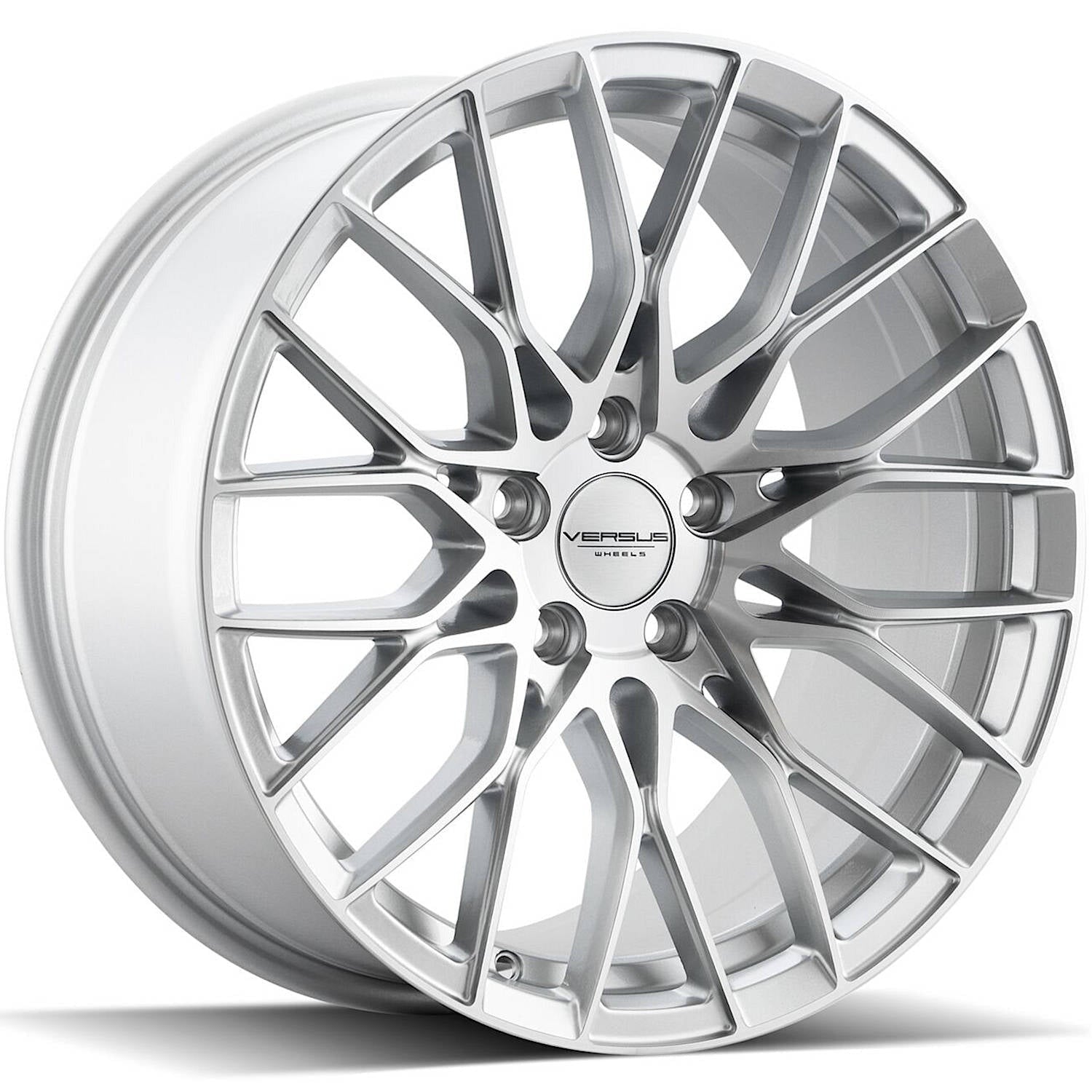 Versus Racing VS442 Silver w/Machined Spoke Faces and Outer Lip Ring 18x8.5 | 5x120 (VS44218855120+35SMF)