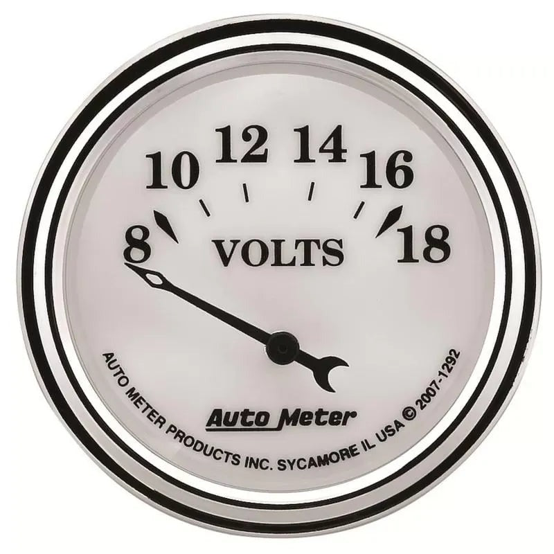 Autometer 2-1/16" 8-18V Voltmeter Gauge Old Tyme White II | Universal (1292)