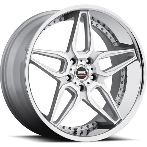 Spec-1 Wheels SSL-301 Silver w/ Chrome Stainless Steel Lip 22x9 | 5x115 (A0076-22905115+15MS)
