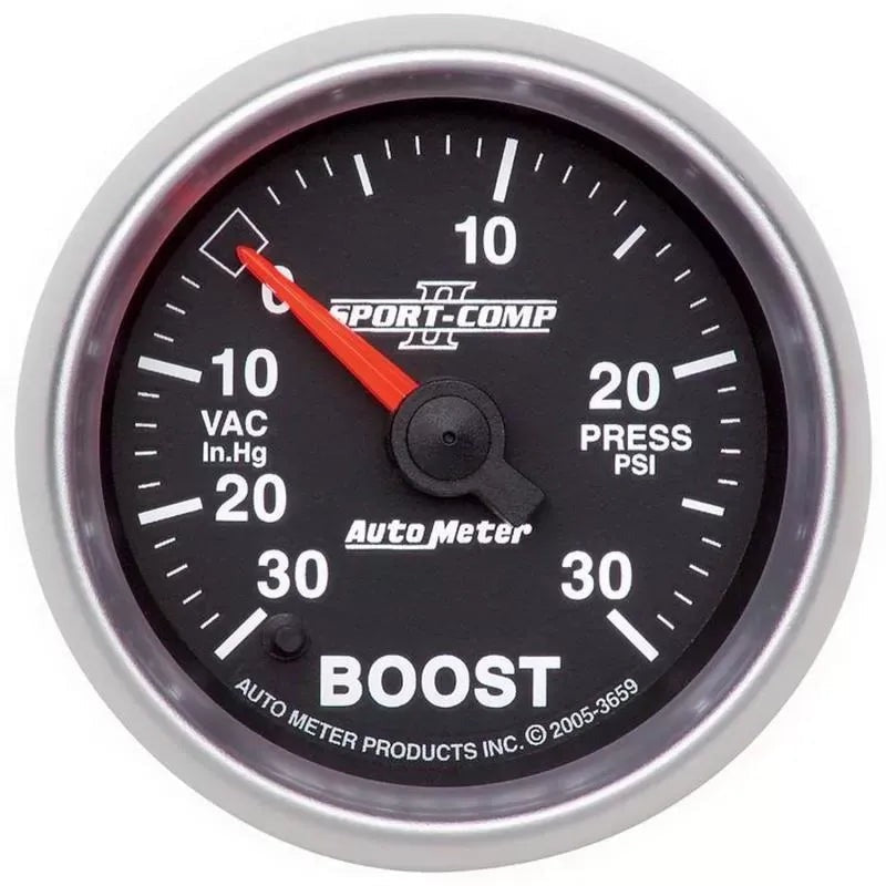 Autometer 2-1/16" 30 IN HG/30 PSI Vacuum/Boost Gauge SPORT-COMP II | Universal (3659)