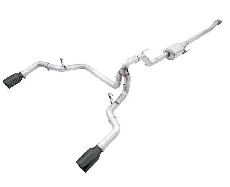 AWE 0FG Dual Split Rear Exhaust for '21+ Ford F-150 - 5" Diamond Black Tips (3015-33119)