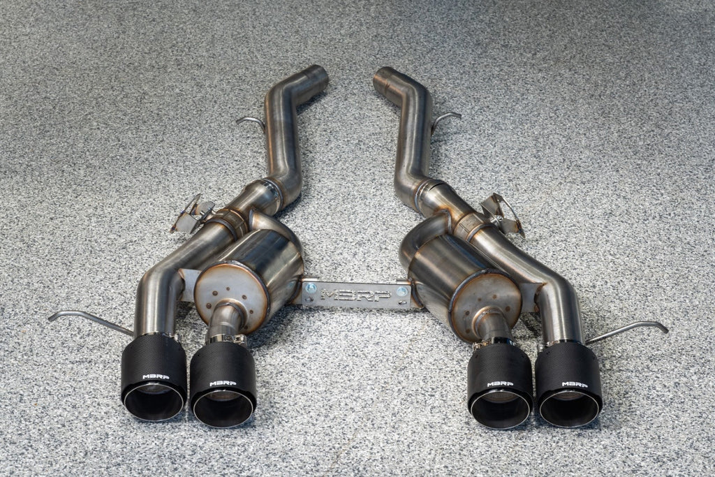MBRP Stainless Steel 3" Axle-Back - Quad Outlet w/ Carbon Fiber Tips | 2021-2024 BMW M3 / M4 (S45033CF)