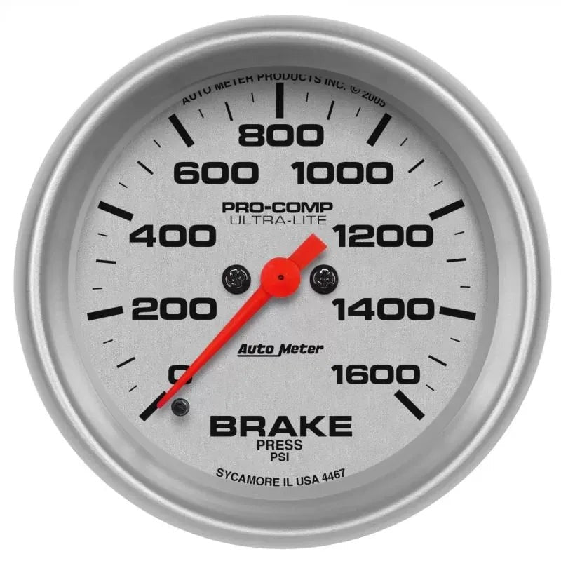 Autometer 2-5/8" 0-1600 PSI Brake Pressure Gauge ULTRA-LITE | Universal (4467)