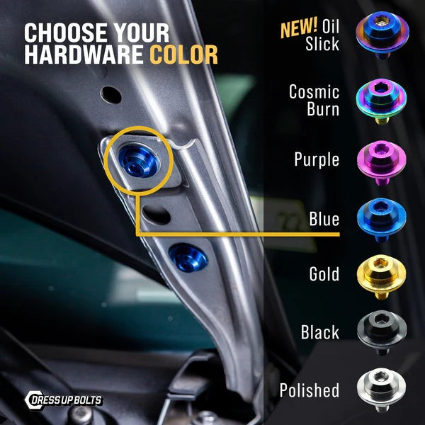 Dress Up Bolts Titanium Hardware Hood Kit | 2023+ Toyota GR Corolla (TOY-055-Ti)