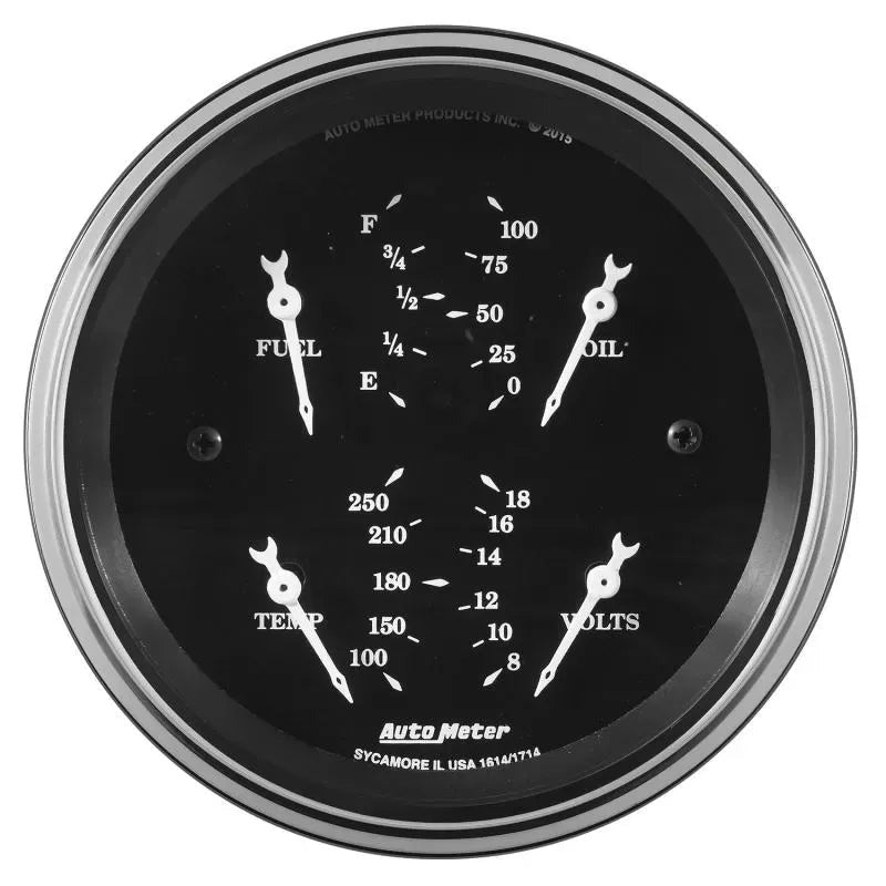 Autometer 3-3/8" 240-33 Ω Quad Gauge Old Tyme Black | Universal (1713)