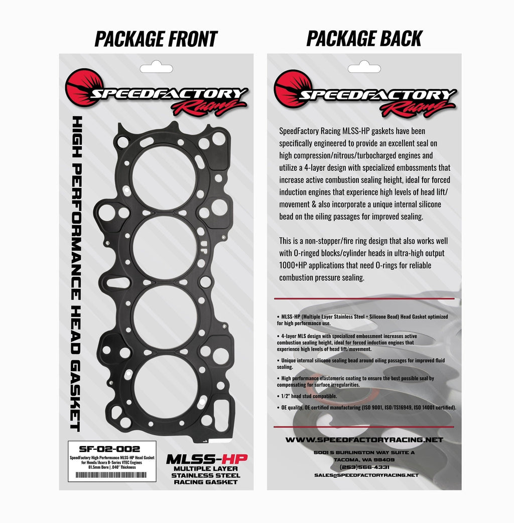 SpeedFactory Racing High Performance MLSS-HP Head Gaskets | 1990-2001 Acura Integra, 1999-2000 Honda Civic Si, and 1997-2000 Honda Civic Type-R (SF-02-200)
