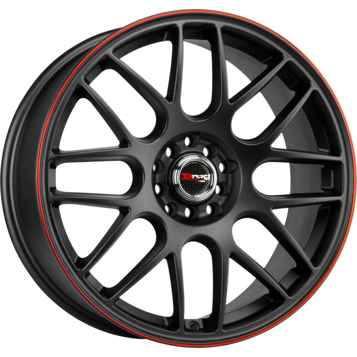 Drag Wheels DR34 Flat Black w/ Red Lip Stripe 18x8 | 5x100/5x114.3 (DR34188054773BFR1)