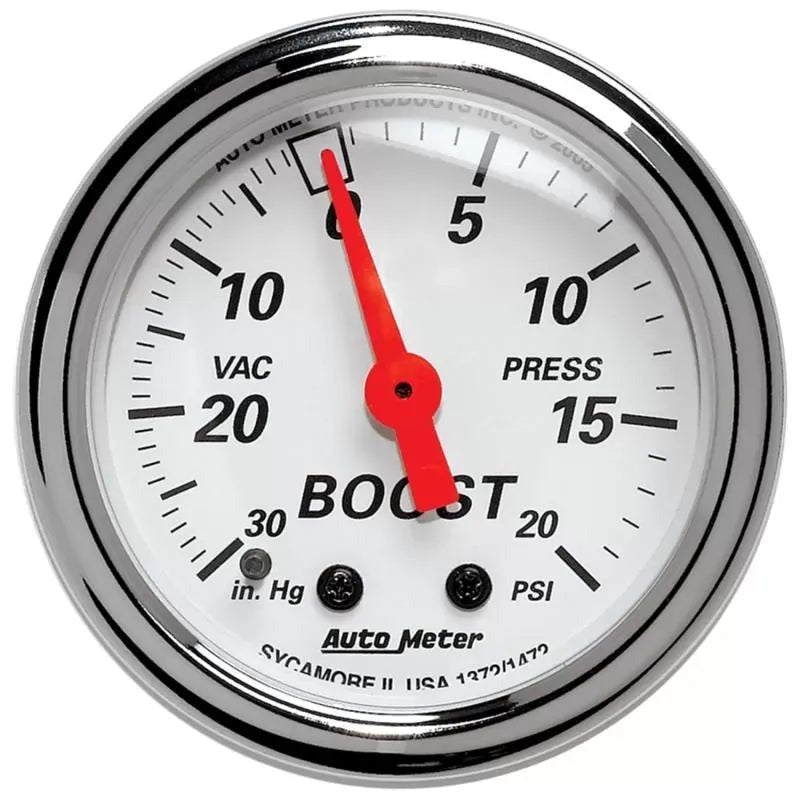 Autometer 2-1/16" 30 IN. HG/ 20 PSI Vacuum/Boost Gauge Arctic White | Universal (1372)