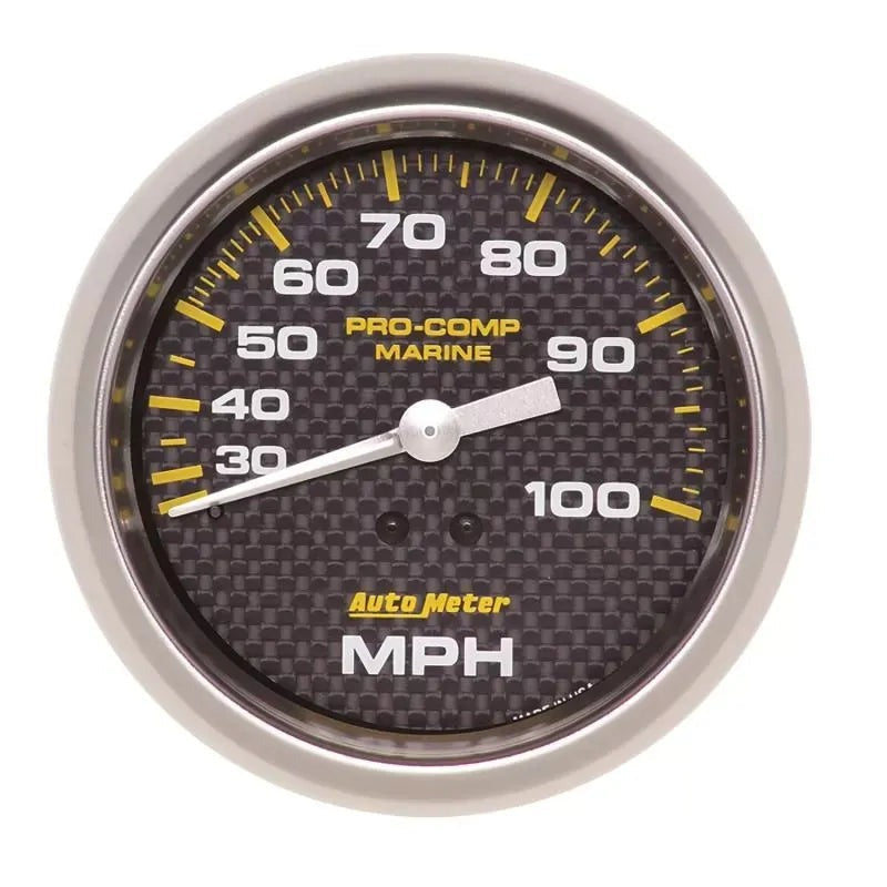 Autometer 3-3/8" 0-100 MPH Mechanical Speedometer Gauge Marine Carbon Fiber | Universal (200754-40)