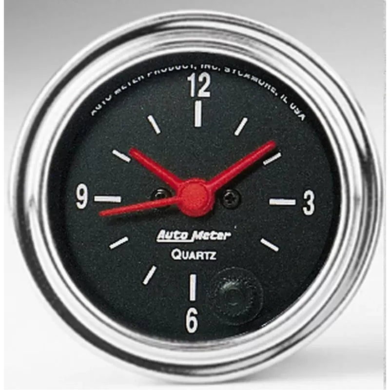 Autometer 2-1/16" 12-Hour Clock Gauge Traditional Chrome | Universal (2585)