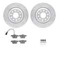 R1 Concepts Rear Drilled & Slotted Silver Brake Rotor Set w/Ceramic Pads and Hardware | 2015-2019 VW Golf R (WGWH1-74091)