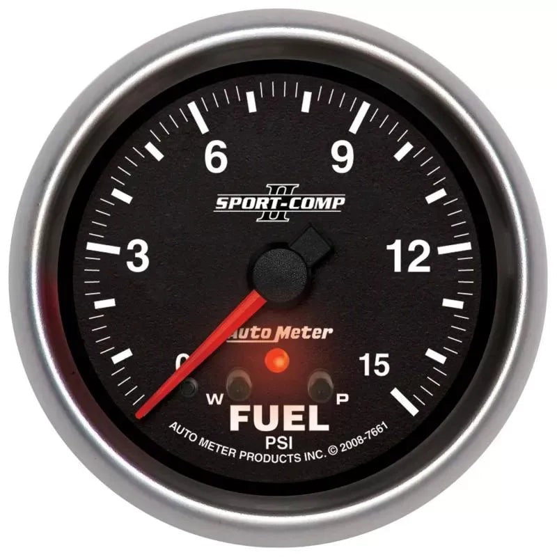 Autometer 2-5/8" 0-15 PSI Fuel Pressure Gauge SPORT-COMP II | Universal (7661)