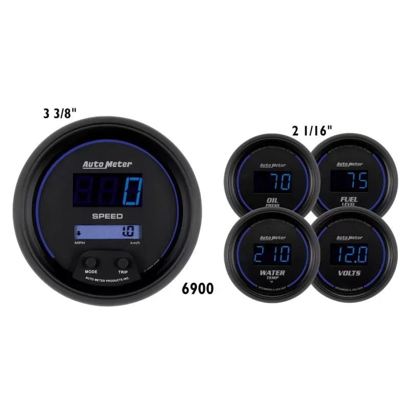 Autometer 3-3/8" & 2-1/16" COBALT Digital 5-Piece Gauge Kit | Universal (6900)