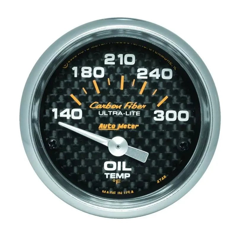 Autometer 2-1/16" 140-300 °F Oil Temperature Gauge Carbon Fiber | Universal (4748)