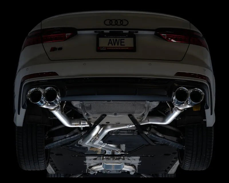 AWE Track Edition Exhaust for Audi C8 S6/S7 - Chrome Silver Tips (3020-42101)