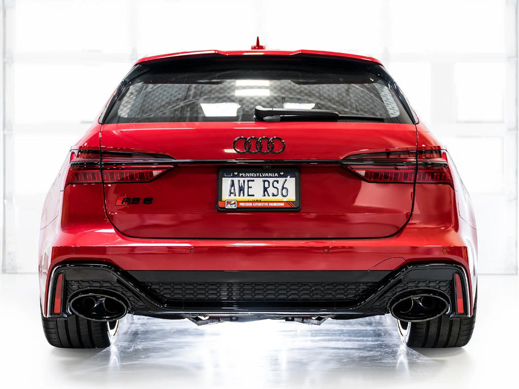 AWE Tuning SwitchPath Exhaust | 3" Diameter | 9.25" Dual Diamond Black RS-Style Tips for Audi C8 RS6 Avant / RS7 (3025-33776)