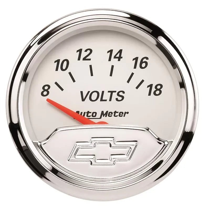 Autometer 2-1/16" 8-18V Voltmeter Gauge CHEVY VINTAGE | Universal (1391-00408)