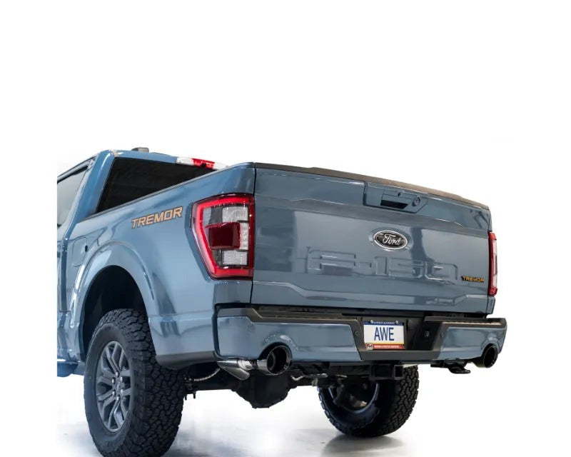 AWE 0FG Non-Resonated Catback for '21+ Ford F-150 Tremor (With Bumper Cutouts) - Diamond Black Tips (3020-33402)
