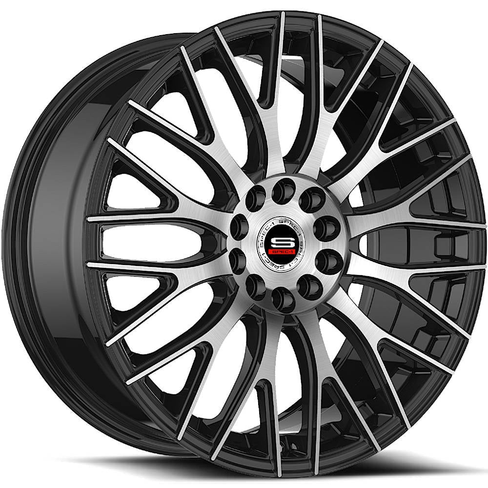 Spec-1 Wheels SP-55 Gloss Black w/ Machined Spoke Faces 20x8.5 | 5x112/5x114.3 (SP-5520853638GBM)