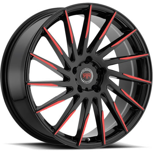 Revolution Racing RR15 Black w/ Red Spoke Accents 18x8 | 5x114.3 (RR15-18851143+40BR)