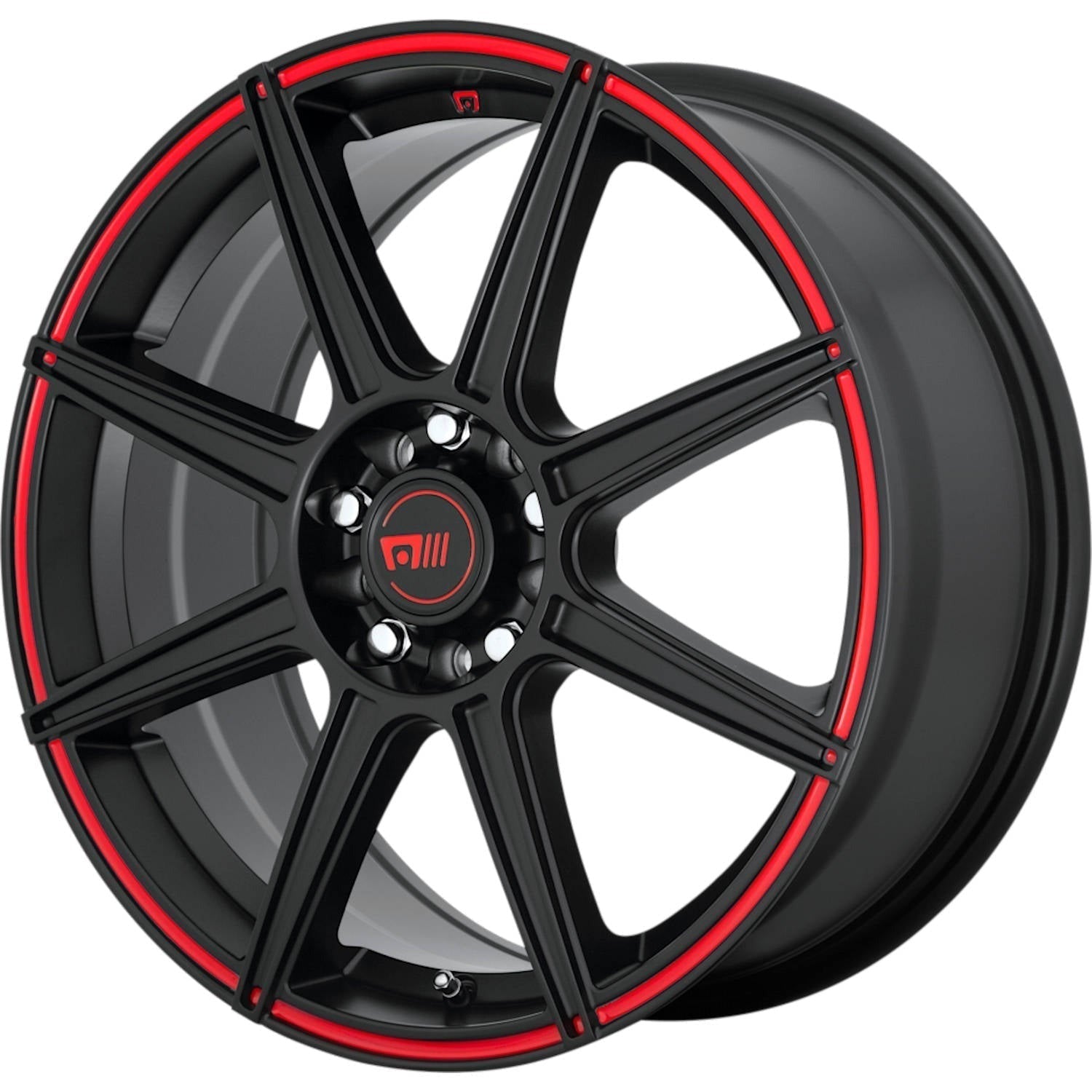 Motegi Racing MR142 Satin Black w/ Red Stripe 17x7 | 5x112/5x114.3 (MR14277046940)