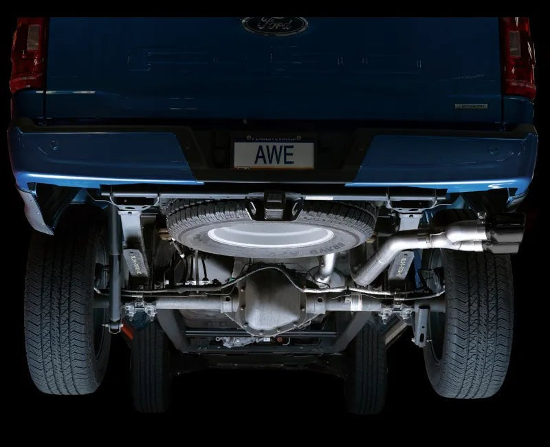 AWE 0FG Dual Side Exit Exhaust for '21+ Ford F-150 - 4.5" Diamond Black Tips (3015-23059)