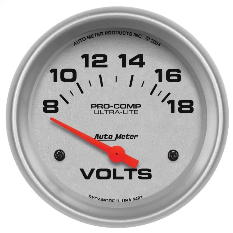 Autometer 2-5/8" 8-18V Voltmeter Gauge ULTRA-LITE | Universal (4491)
