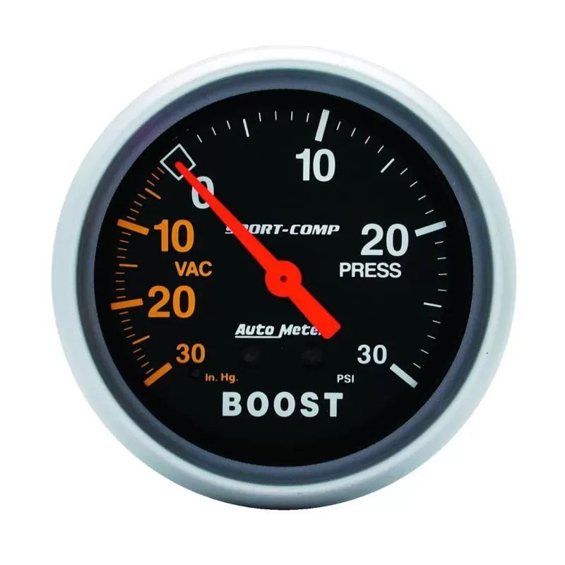 Autometer 2-5/8" 30 IN HG/30 PSI Vacuum/Boost Gauge SPORT-COMP | Universal (3403)
