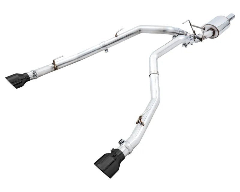 AWE 0FG Dual Rear Exit Catback Exhaust for 4th Gen RAM 1500 5.7L (with bumper cutouts) - Diamond Black Tips (3015-33004)